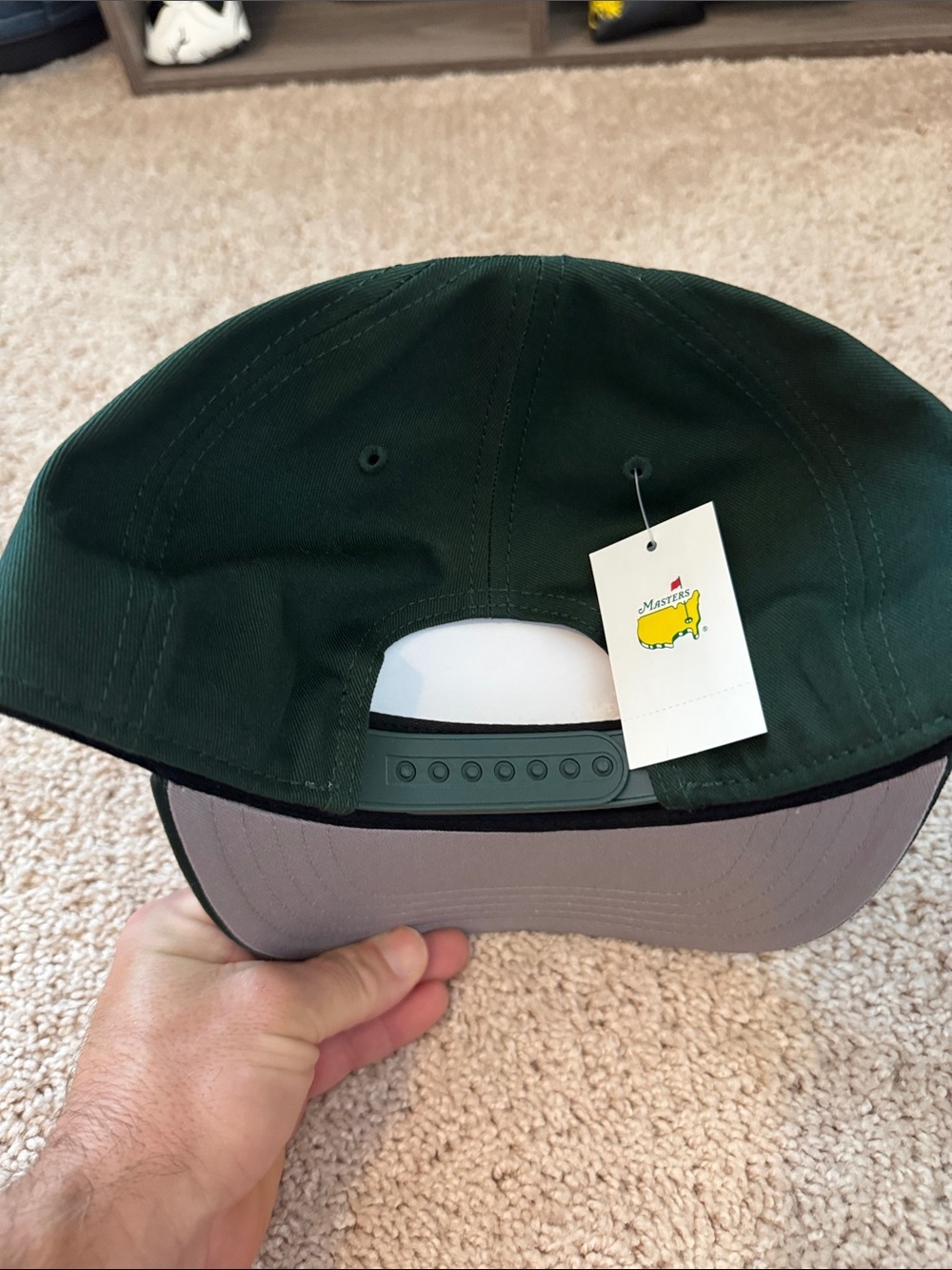 American Needle Dark Green Baseball Cap with White 'MASTERS' Patch - Picture 3 of 4